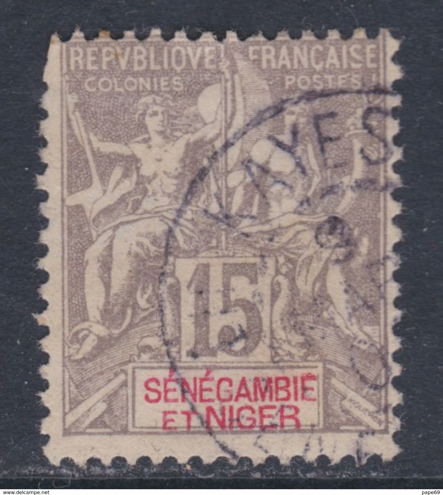Sénégambie Et Niger N° 6 O Type Groupe : 15 C. Gris, Oblitération Moyenne Sinon TB - Used Stamps