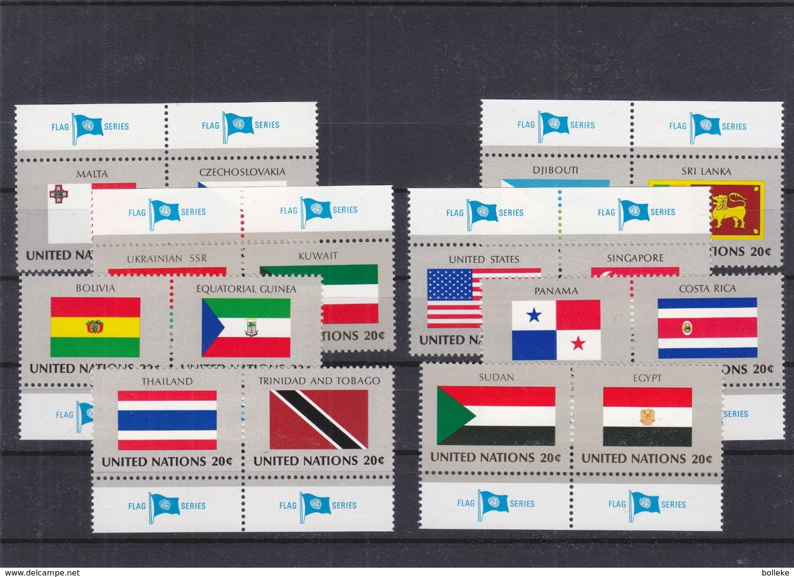 Drapeaux - Nations Unies - New York - Yvert 341 / 56 ** - MNH - Valeur 17,60 Euros - Francobolli