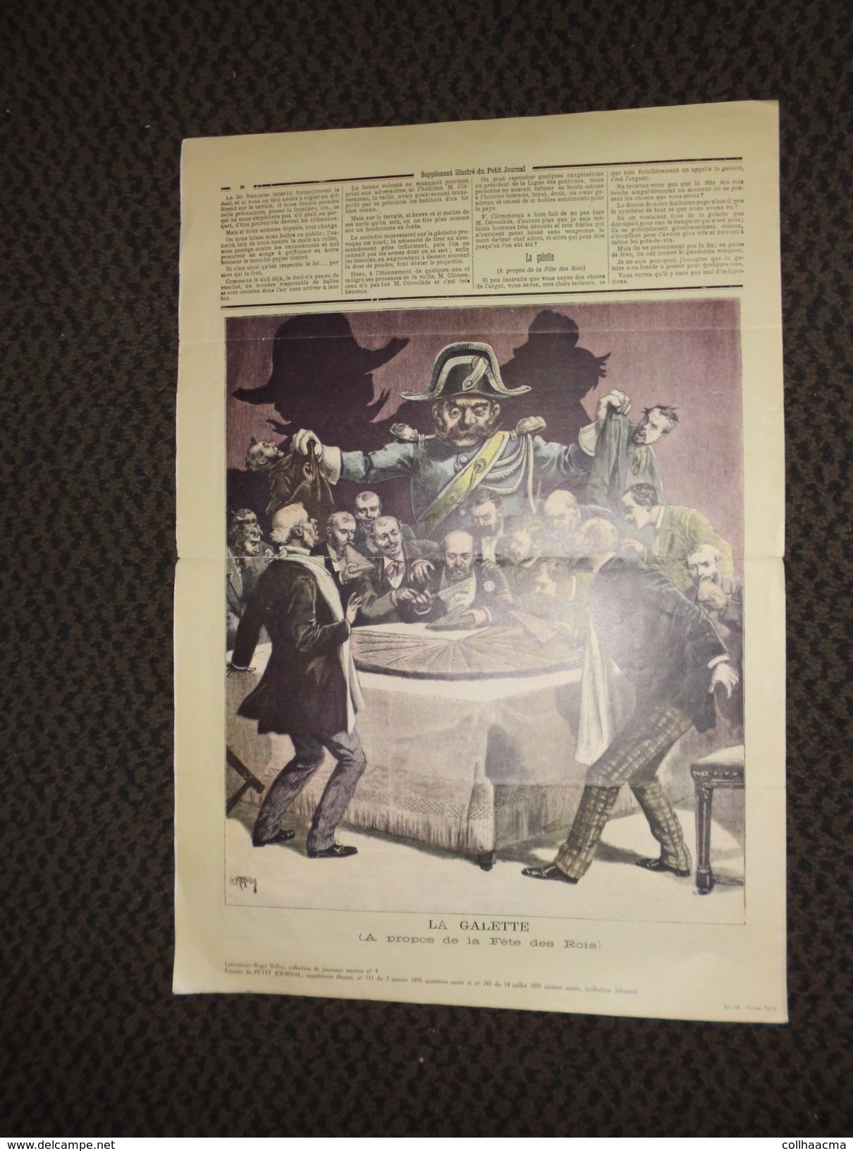 Journal 4 Pages (fac Similé) Le Petit Journal 7 Janv. 1893 (Le Duel Déroulède Clémenceau,La Galette Fête Des Rois - Autres & Non Classés