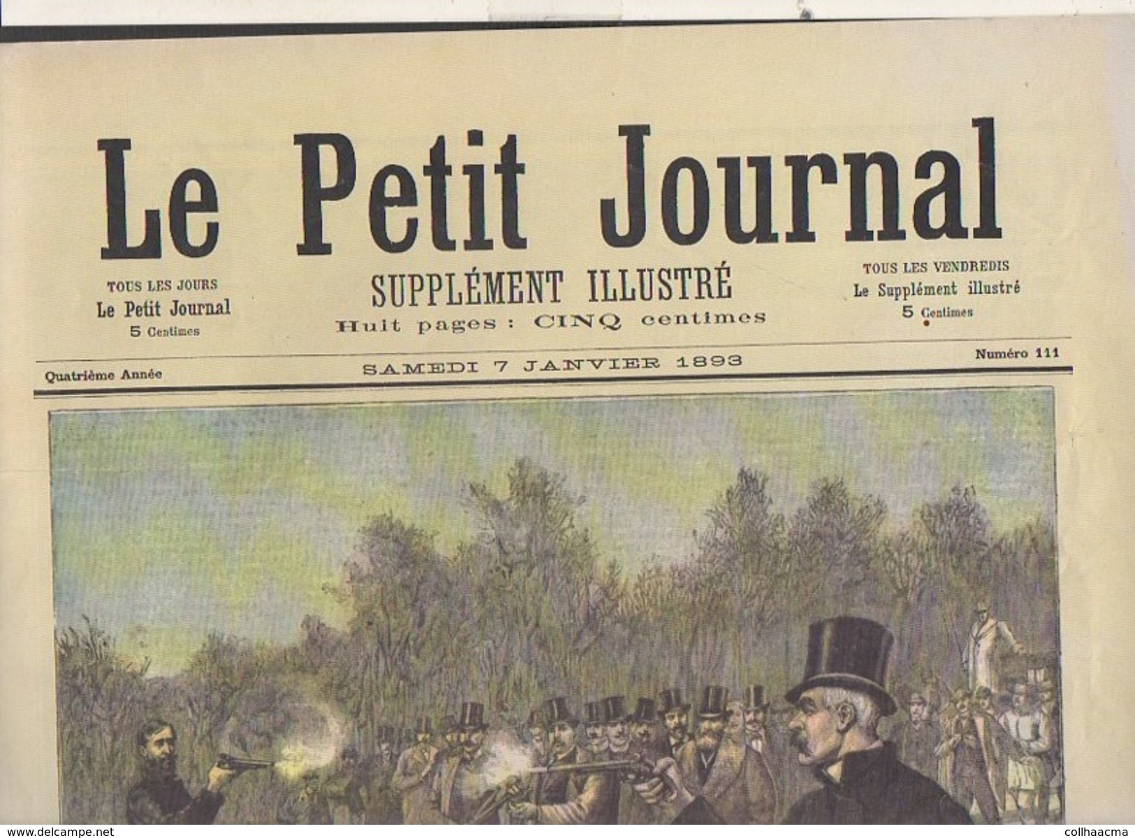 Journal 4 Pages (fac Similé) Le Petit Journal 7 Janv. 1893 (Le Duel Déroulède Clémenceau,La Galette Fête Des Rois - Autres & Non Classés