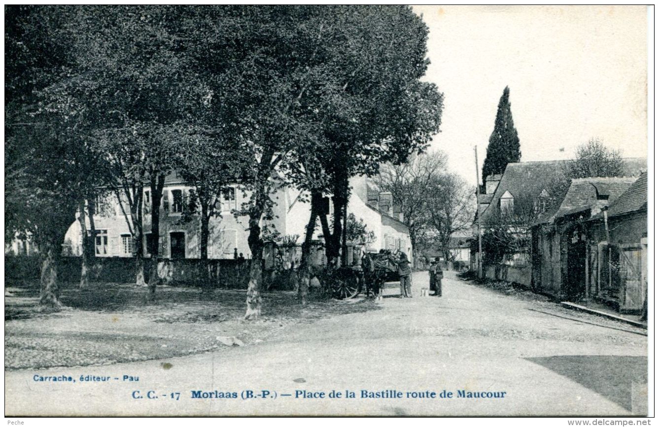 N°60453 -cpa Morlaas -place De La Bastille Route De Maucour- - Morlaas