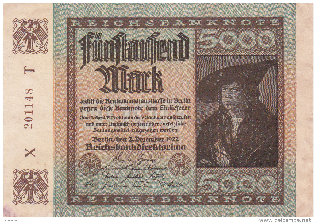 Billet De 5000 Mark  - 1922 - 5.000 Mark