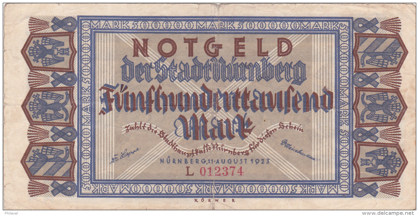 Billet De 500000 Mark  - Stadt NÜRNBERG - 1923 - 5000 Mark