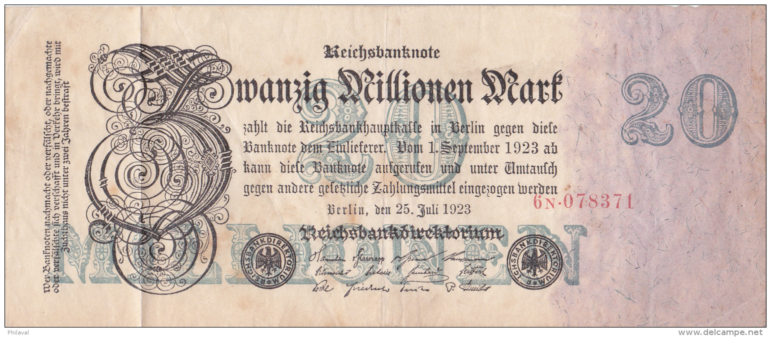 Billet De Zwanzig Millionnen Mark - Stadt BERLIN - 1923 - 20 Millionen Mark