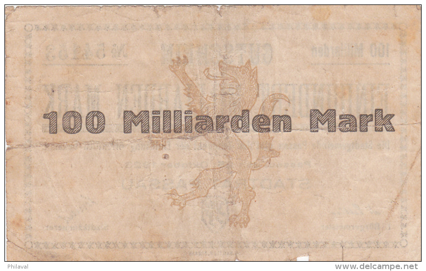 Billet De 100 Milliarden Mark - Stadt PASSAU - 1923 - 100 Miljard Mark