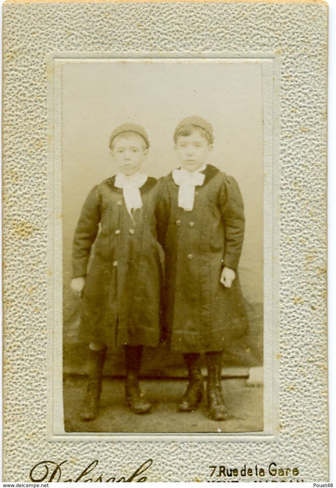 Photo Sur Carton - CDV - Delescole, Mont De Marsan - Deux Enfants - Anonyme Personen