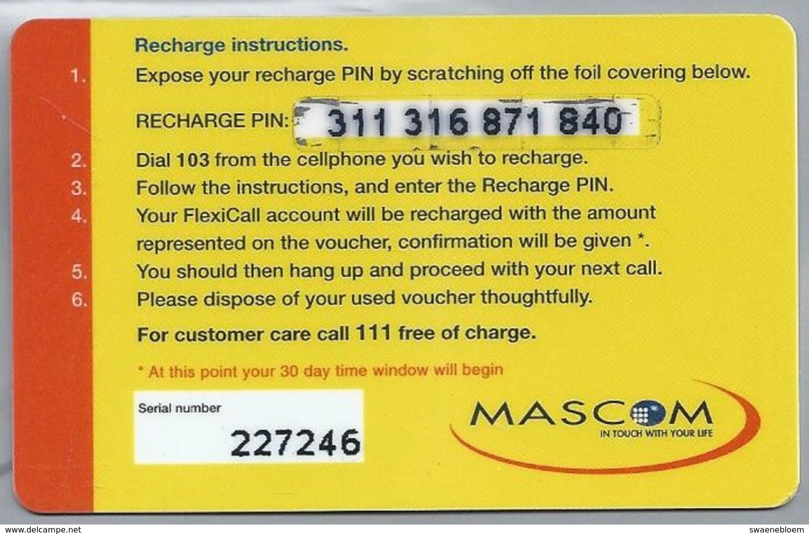 BW.- INTERNATIONAL PHONECARD. MASCOM AIRTIME VOUCHER. BOTSWANA WILDLIFE. NTSU. FISH EAGLE. FLEXICALL P20.- 2 Scans. - Botswana