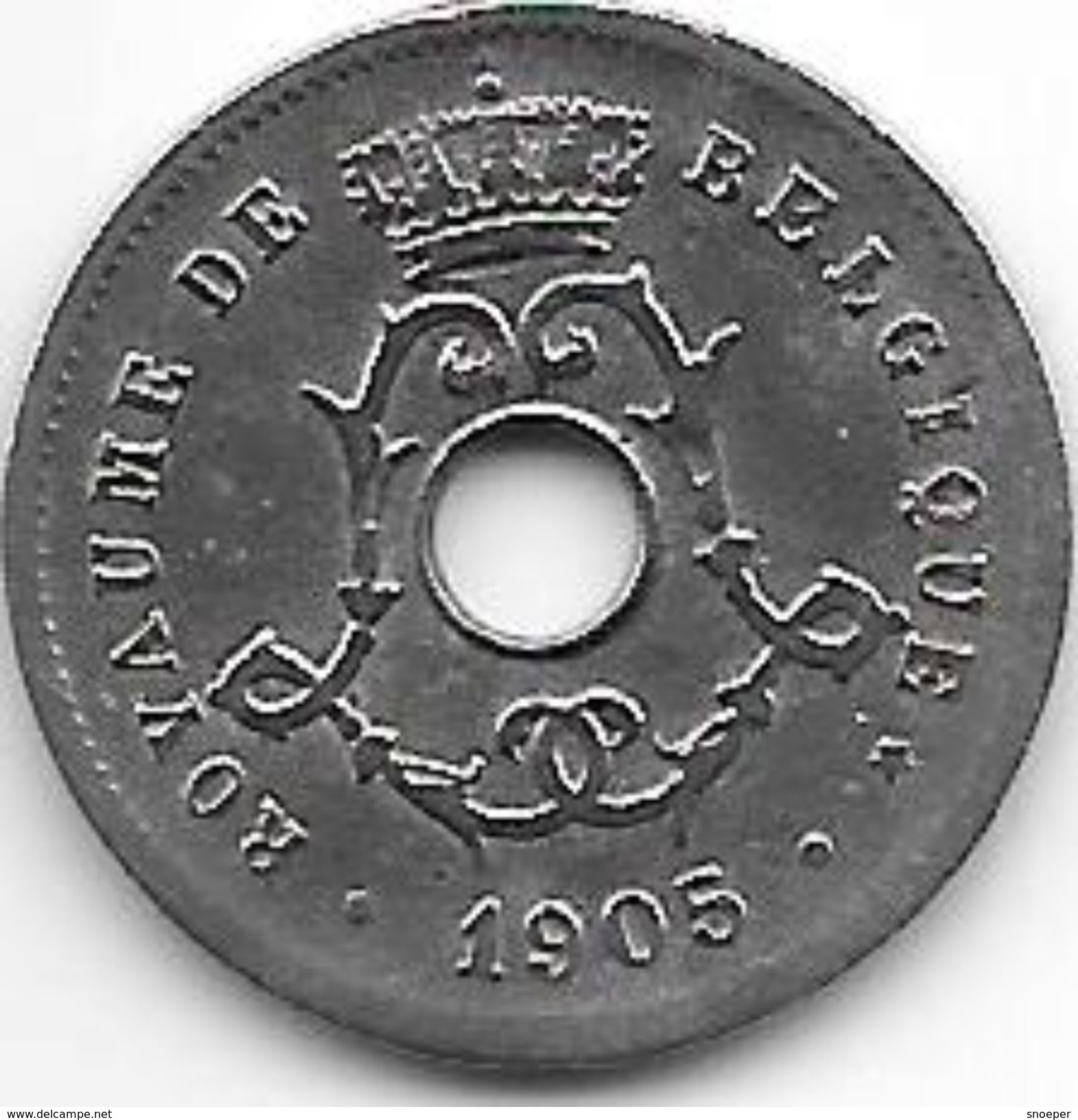 Belguim 5 Centimes 1905 French   Vf - 5 Cents