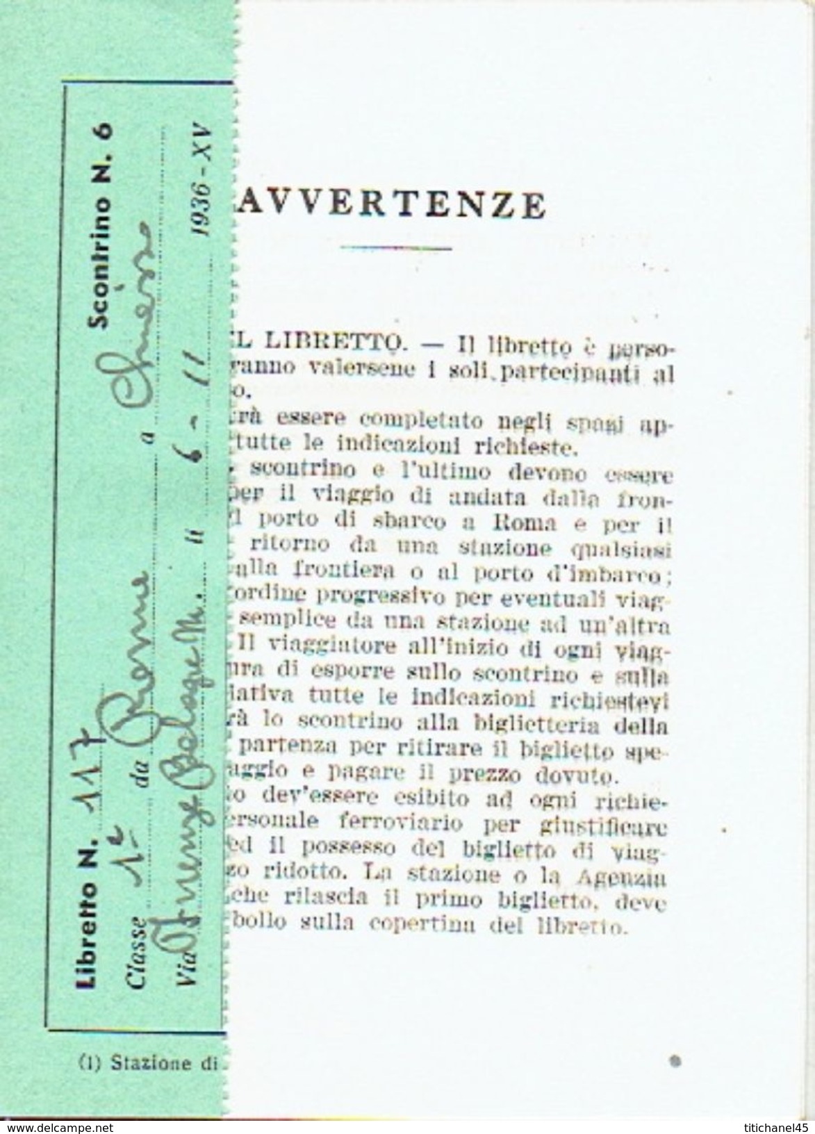 Carnet WAGONS-LITS-COOK 1936 Réservé Au Participant Au CHAMPIONAT DU MONDE DE TIR AU PIGEON CHIASSO-ROMA Via MILANO - Europa