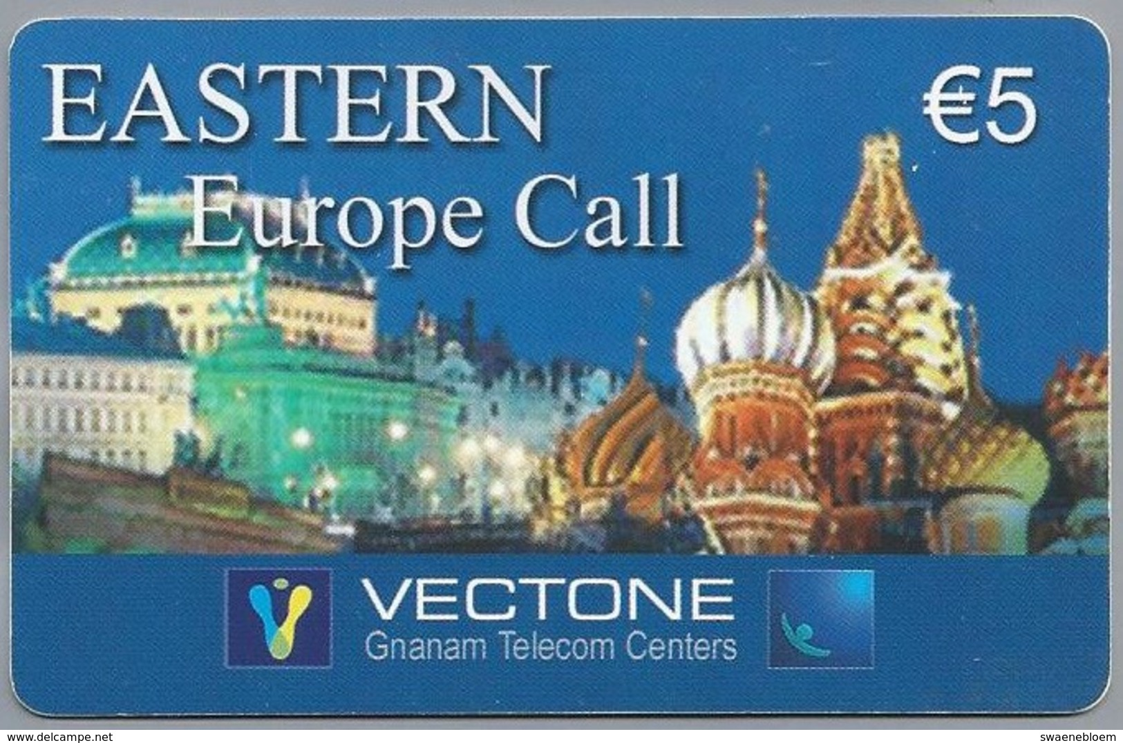 IT.- INTERNATIONAL PHONECARD. EASTERN Europa Call. VECTONE. € 5. GNANAM TELECOM CENTERS. Serie 1242. 2 Scans - GSM-Kaarten, Aanvulling & Voorafbetaald