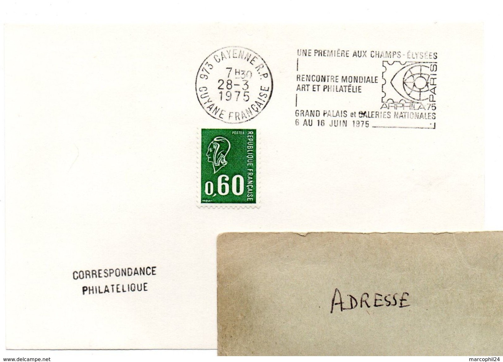 GUYANE = CAYENNE RP 1975 =  FLAMME SECAP ' ARPHILA / RENCONTRE  ART ET PHILATELIE ' - Mechanical Postmarks (Advertisement)