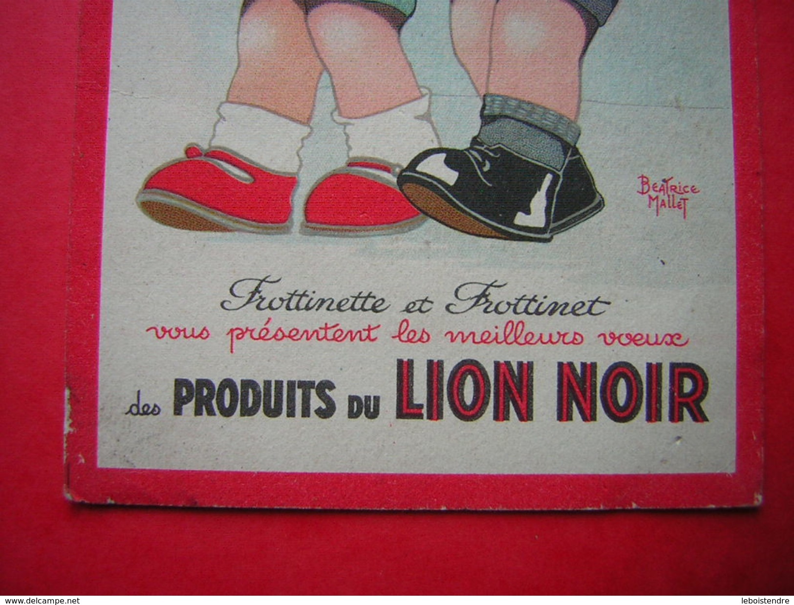 CPA ILLUSTRATION SIGNEE BEATRICE MALLET BONNE ANNEE PUB PUBLICITE FROTTINETTE Et FROTINNET  LION NOIR - Mallet, B.