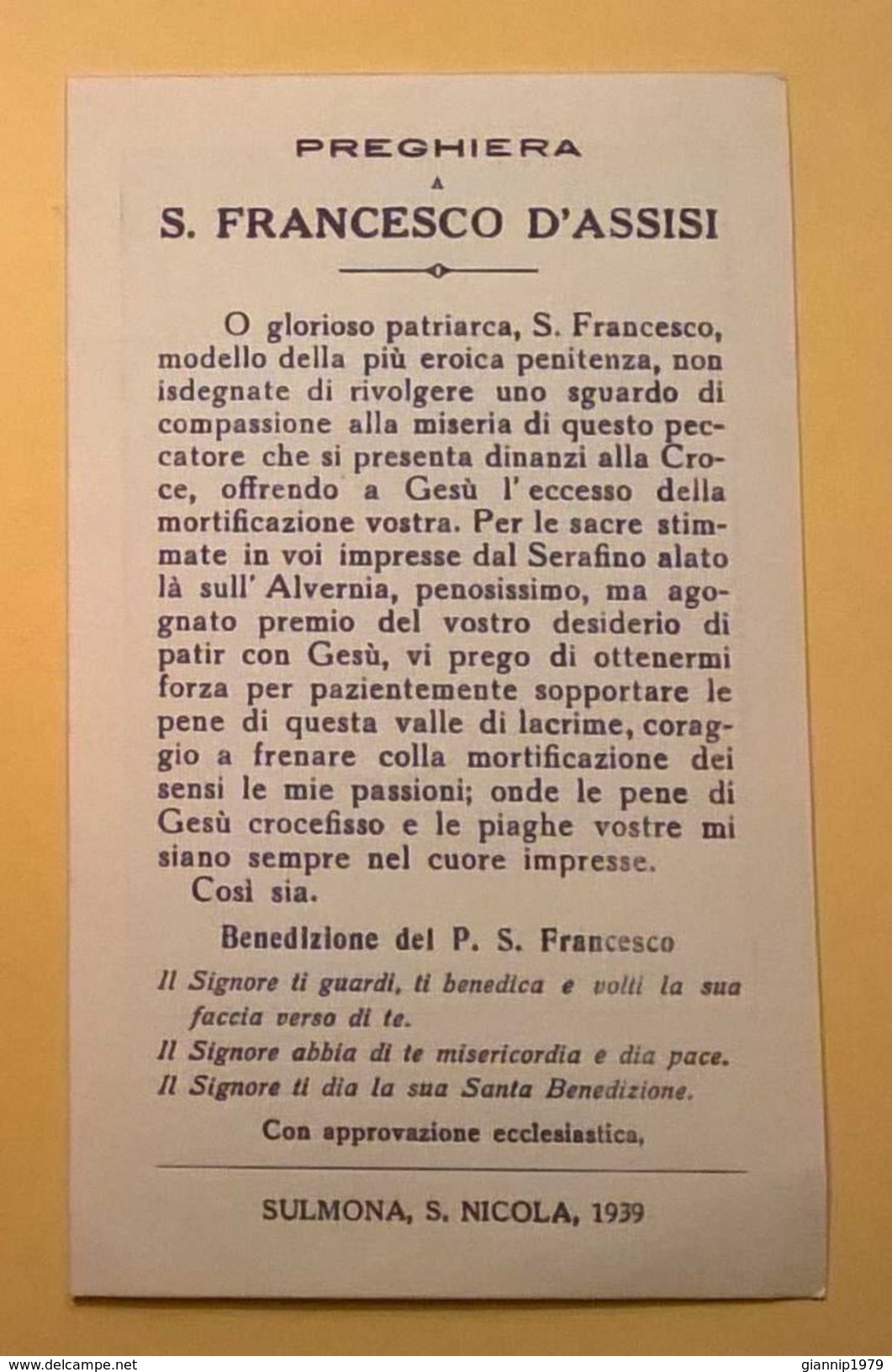 SANTINO SEPPIA SEPPIATO SAN FRANCESCO D' ASSISI 1939 - Images Religieuses