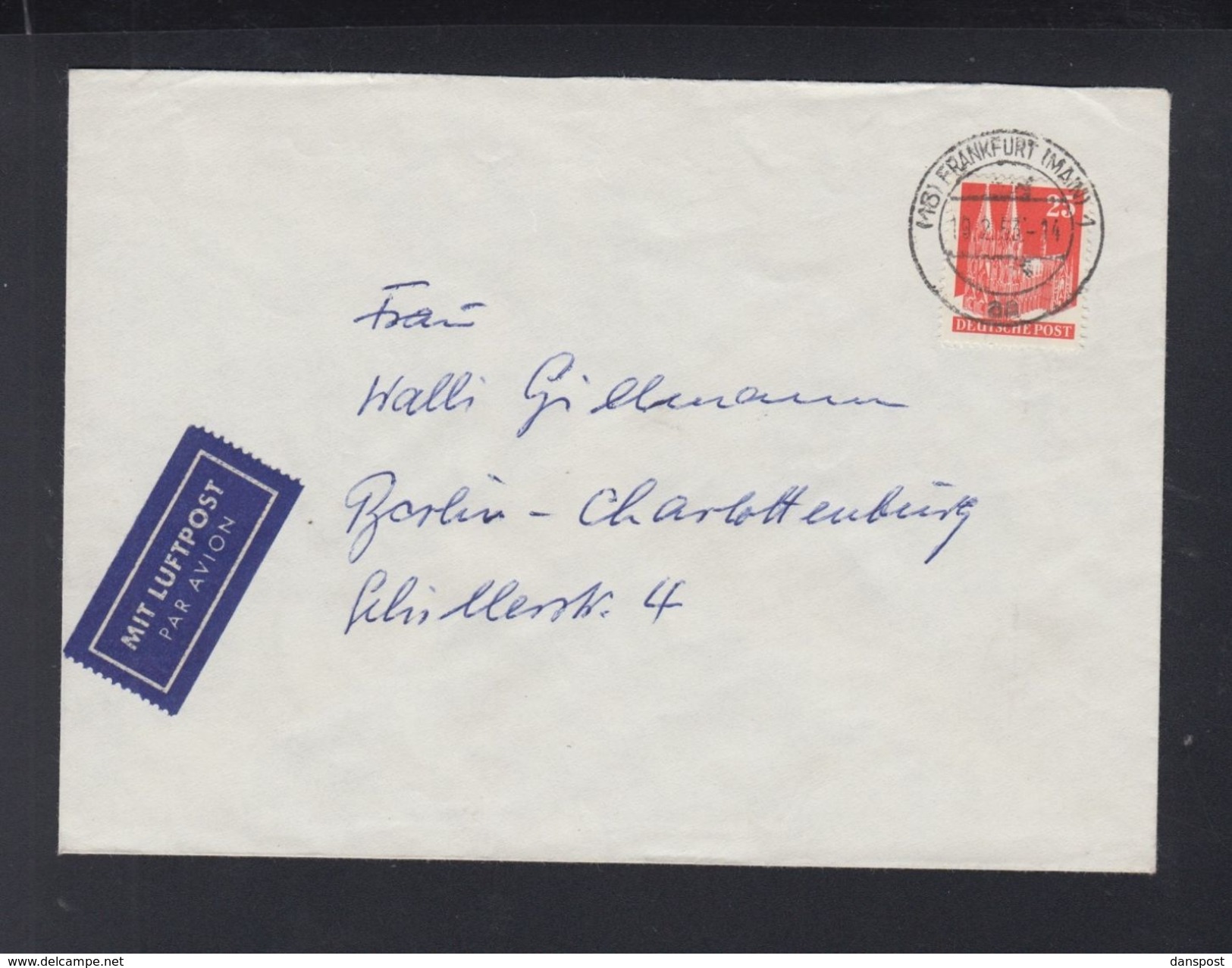 Alliierte Besetzung Brief 1953 Luftpost Frankfurt Nach Berlin EF - Altri & Non Classificati