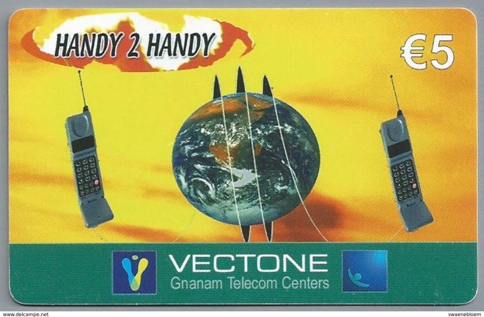 DE.- INTERNATIONAL PHONECARD. Serie 0680. HANDY 2 HANDY. VECTONE. GNANAM TELECOM CENTERS. € 5. - - [2] Prepaid