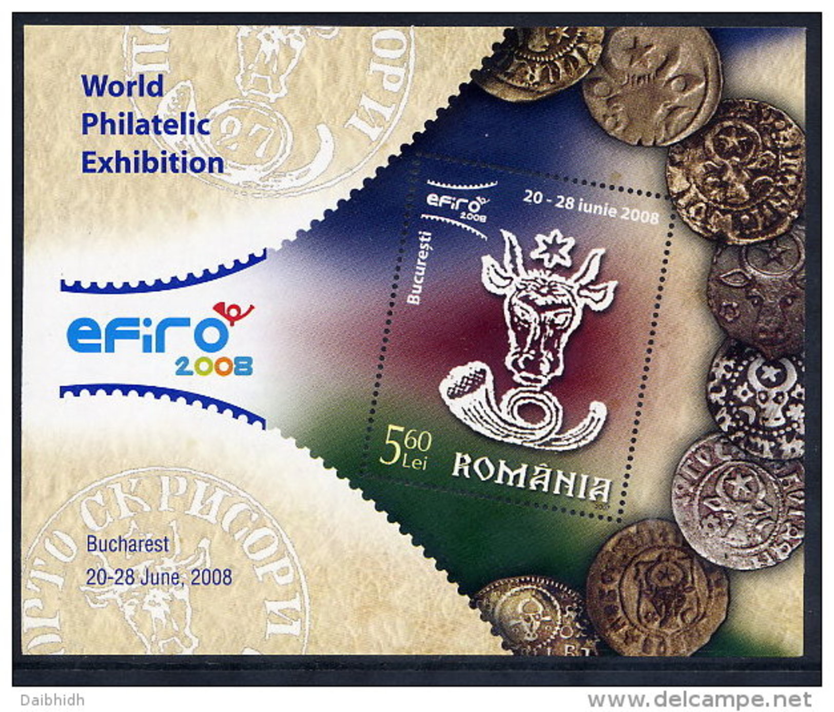 ROMANIA 2007 EFIRO Stamp Exhibition Block   MNH / **.  Michel Block 408 - Neufs