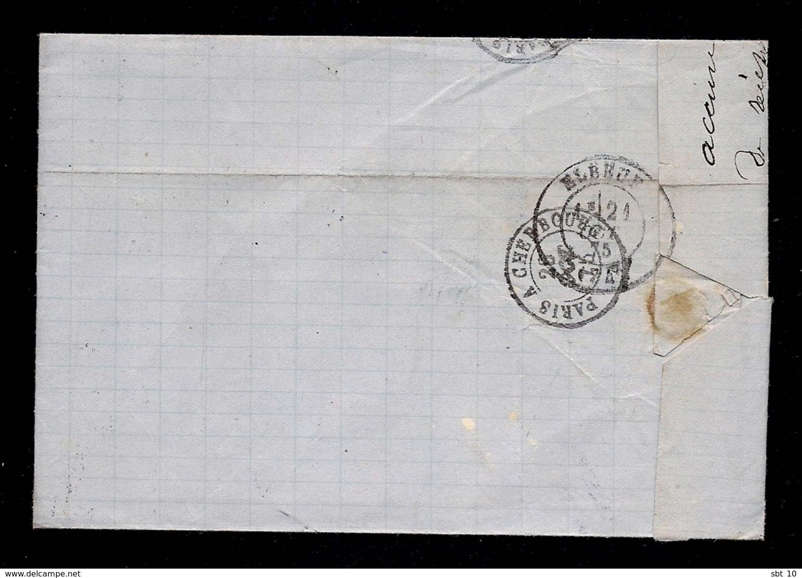 France Cover - Letre 1875 Paris To Elbeue - Ceres Sc58 - 1871-1875 Ceres