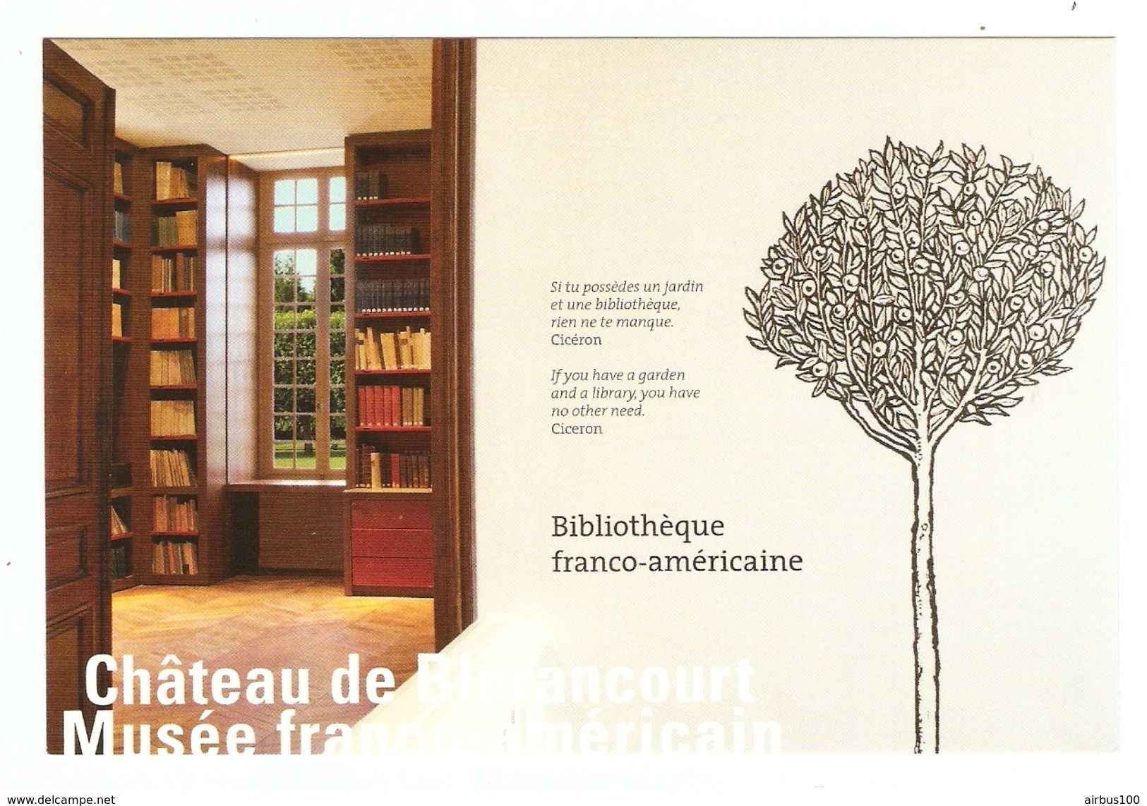 02 - CHATEAU DE BLÉRANCOURT MUSÉE FRANCO AMÉRICAIN BIBLIOTHEQUE - MARC POIRIER - NON CIRCULÉE - 2 Scans - Autres & Non Classés