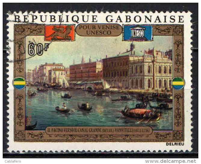 GABON - 1972 - VENEZIA - CANAL GRANDE - OPERA DI VANVITELLI - VENEZIA PATRIMONIO DELL'UNESCO - USATO - Gabon (1960-...)