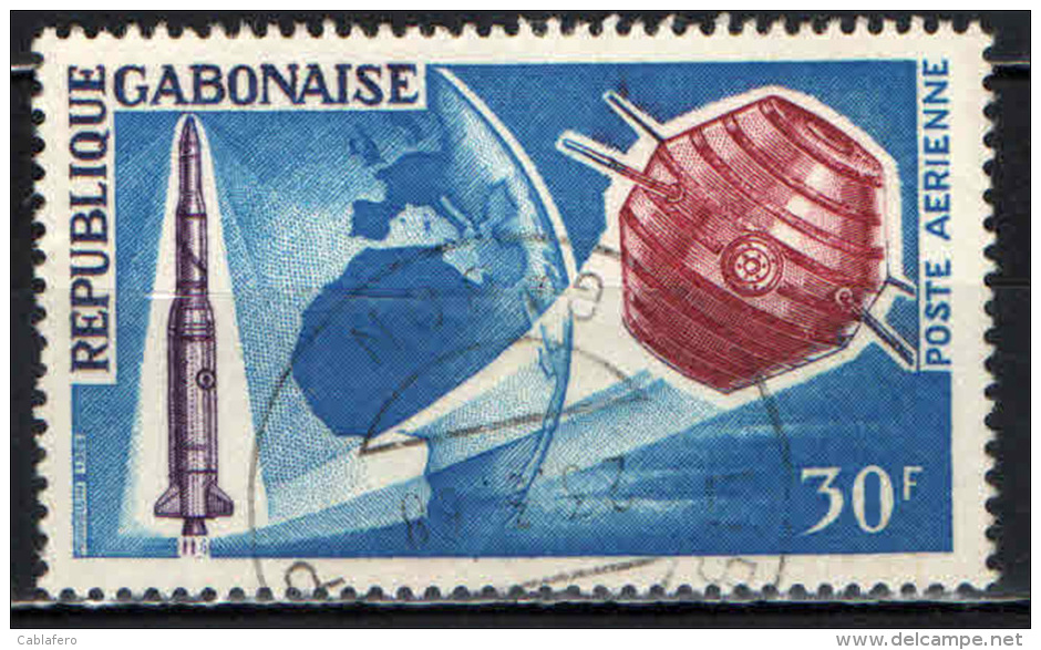 GABON - 1966 - DIAMANT ROCKET A-1 - SATELLITE SPAZIALE FRANCESE - TERRA - MAPPA DELL'AFRICA - USATO - Gabon