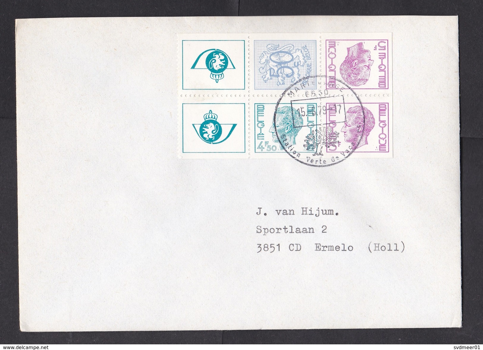 Belgium: Cover To Netherlands, 1979, 4 Stamps + Tabs, Booklet Pane, Rare Real Use (minor Discolouring) - Covers & Documents