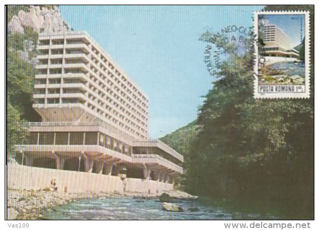 TOURISM, BAILE HERCULANE-ROMAN HOTEL, HEALTH RESORT, CM, MAXICARD, CARTES MAXIMUM, OBLIT FDC, 1982, ROMANIA - Hotel- & Gaststättengewerbe