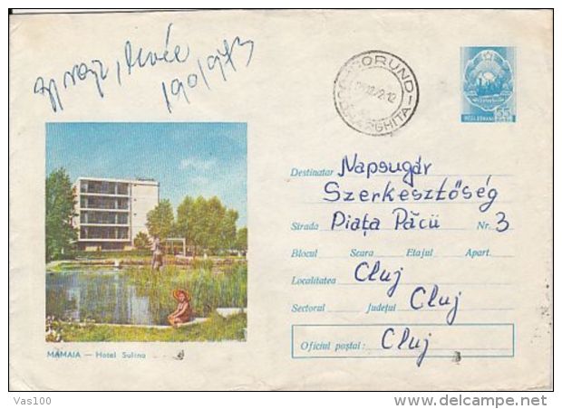 TOURISM, MAMAIA- SULINA HOTEL, SEA RESORT, COVER STATIONERY, ENTIER POSTAL, 1972, ROMANIA - Hotel- & Gaststättengewerbe