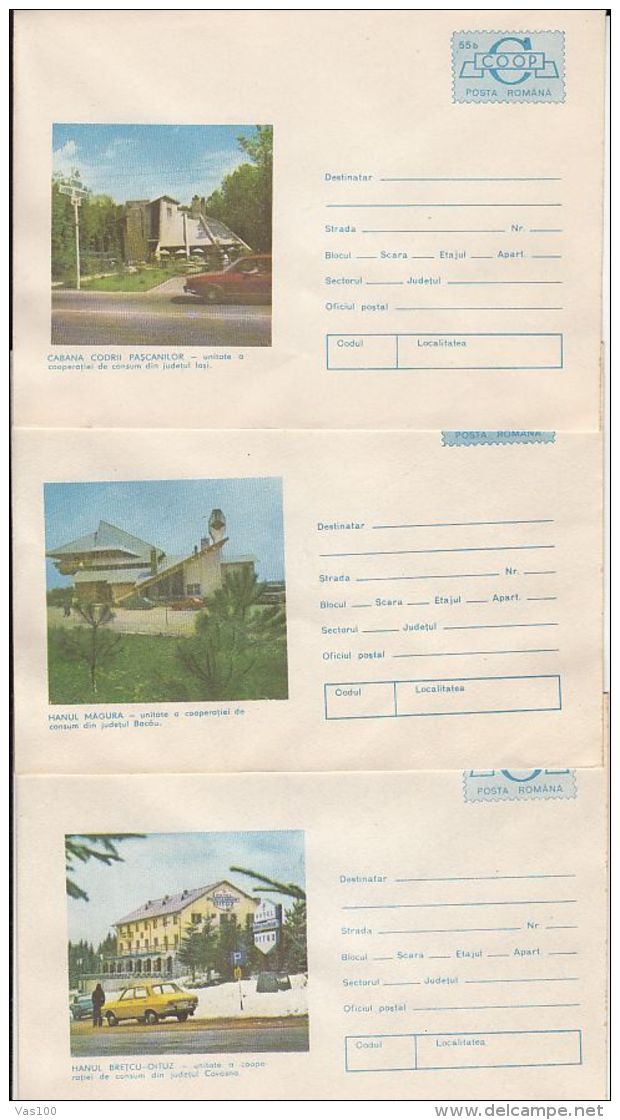 TOURISM, DIFFERENTS INNS AND CHALETS, COVER STATIONERY, ENTIER POSTAL, 12X, 1976, ROMANIA - Other & Unclassified