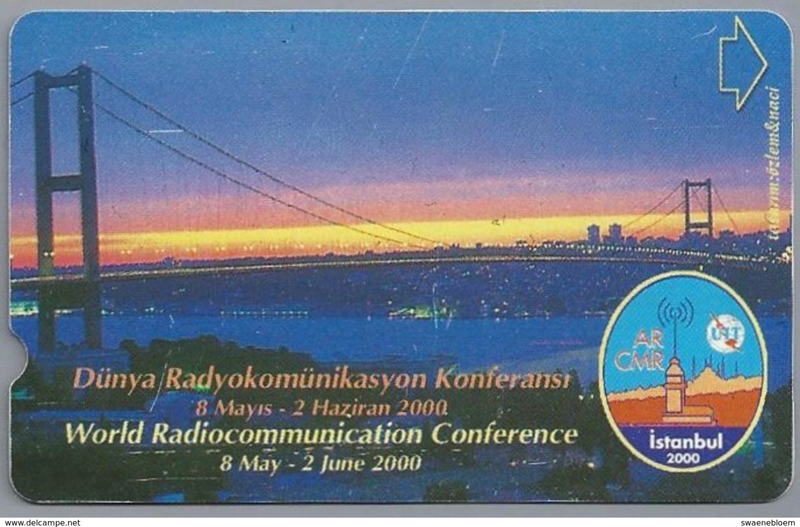 TR.- TÜRK TELEKOM. World Radiocommunication Conference 8 May - 2 June 2000. Istanbul. 100 Units. Brug. 2 Scans. - Turkije