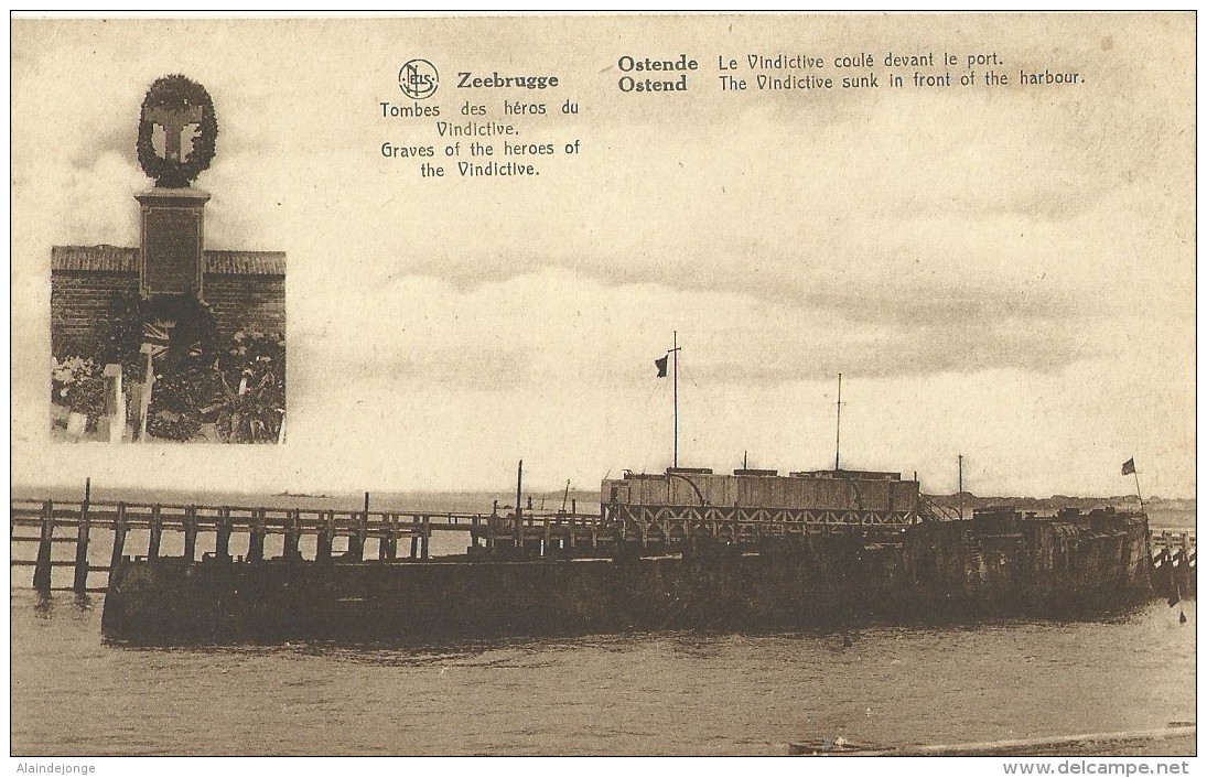 Zeebrugge - Tombes Des Héros Du Vindictive - Ostende - Le Vindictive Coulé Devant Le Port - Nels - Zeebrugge