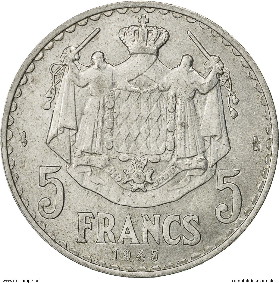 Monnaie, Monaco, Louis II, 5 Francs, 1945, Poissy, TTB, Aluminium, KM:122 - 1922-1949 Louis II