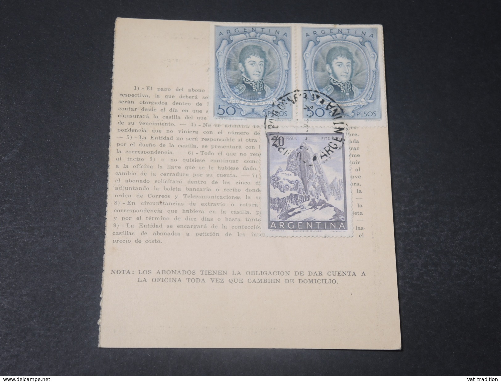 ARGENTINE - Carte D 'Abonnement à Une Boite Postale En 1960 De Boulogne - L 10586 - Lettres & Documents