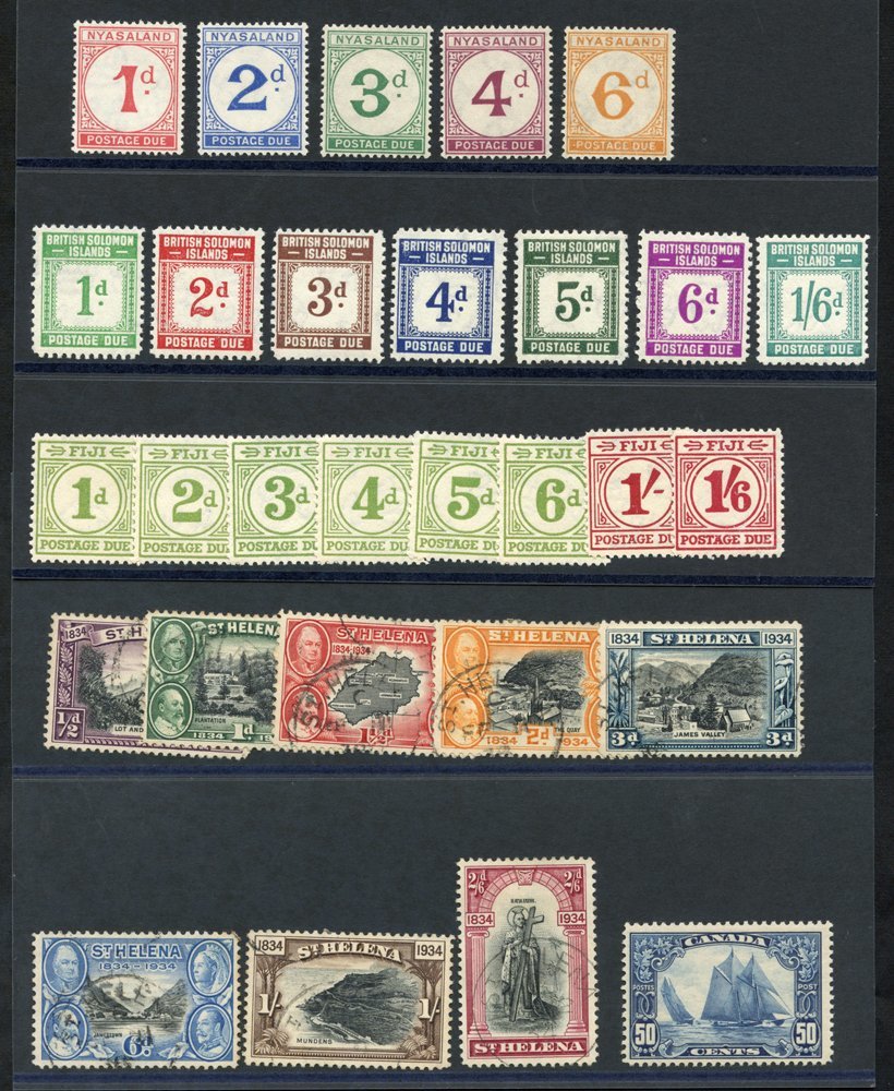 BRITISH COMMONWEALTH Postage Due Sets From British Solomon Islands 1940 Set (excl. 1s), Fiji 1943 Set M, Nyasaland 1950  - Other & Unclassified