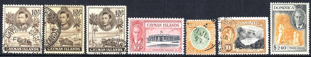 BRITISH COMMONWEALTH KGVI Definitives VFU - Cayman Islands 1938 Set + Extras Incl. 10s (3), 1950 Set, Ceylon 1938-49 Set - Other & Unclassified