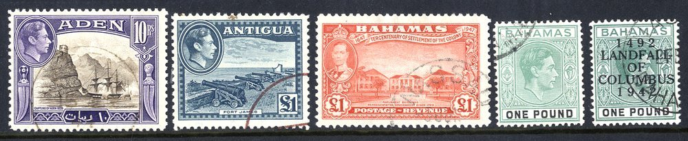 BRITISH COMMONWEALTH KGVI DEFINITIVES VFU Comprising Aden 1939 Set, Antigua 1938 Set + 1½d SG.100b, Bahamas 1938 Set, 19 - Autres & Non Classés