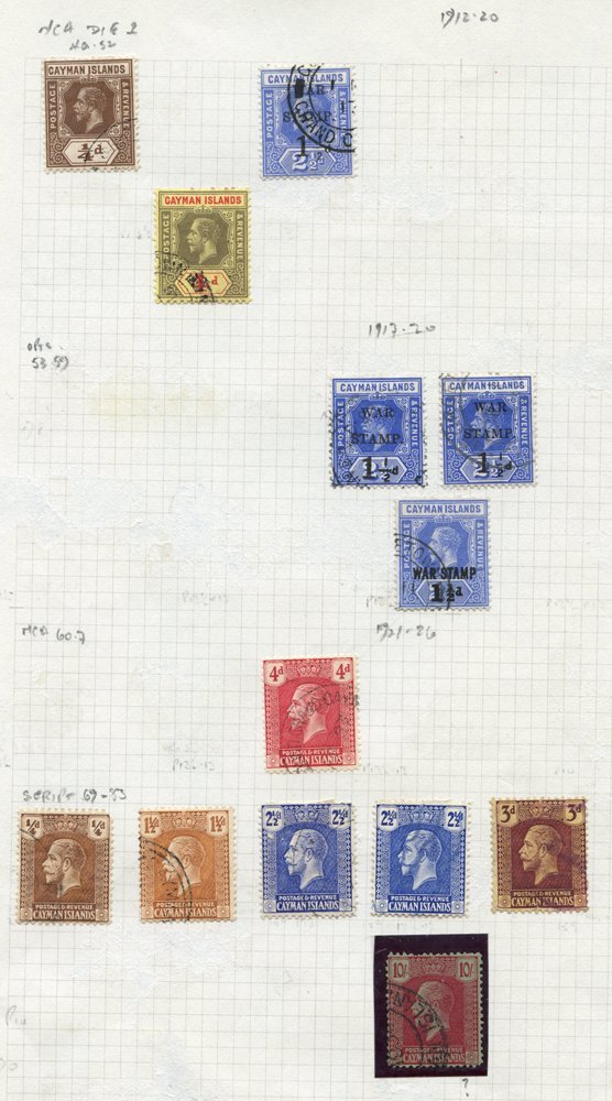 CAYMAN ISLANDS & DOMINICA Good To FU Ranges On Leaves. Caymans 1900 ½d, 1d, 1905 ½d (2), 1d (2), 2½d (2), 1907 1s, 1921- - Other & Unclassified