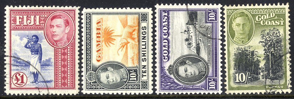 BRITISH COMMONWEALTH KGVI FIJI 1938 Set + Extras VFU. GAMBIA 1938 Set M. GOLD COAST 1938 & 1948 Defin Sets VFU. (71) Cat - Otros & Sin Clasificación