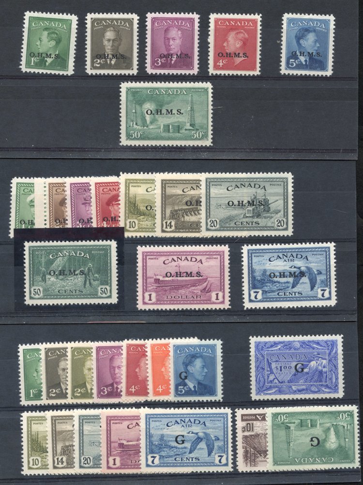 CANADA Incl. 1937 Set, 1942 War Effort, 1946 Peace Etc. Good OFFICIAL Sets Etc, Several Are UM. (128) Cat. £1475 - Autres & Non Classés