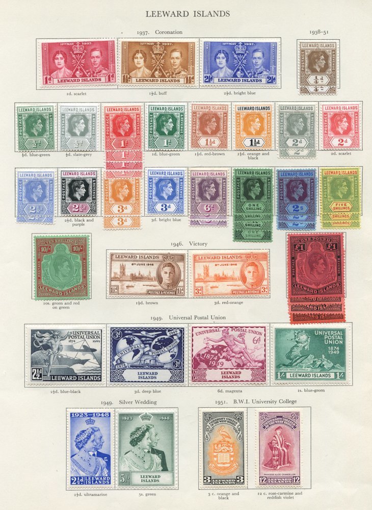 LEEWARD ISLANDS Complete + Extra Shades/papers Etc. (50) Cat. £1065 - Autres & Non Classés