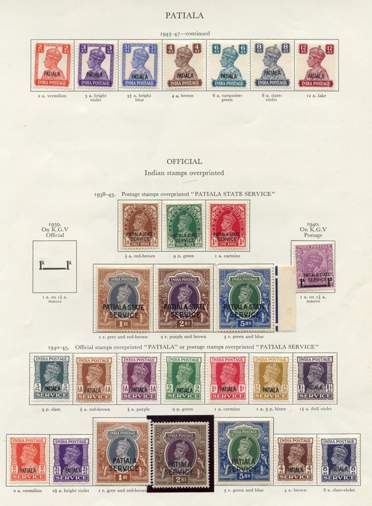 PATIALA 1937-48 Set To 12a, 1941-46 Set Less 9p, 1940-43 Set. OFFICIALS Complete Except For 1939-40 1a On 1a3p. (50) Cat - Other & Unclassified