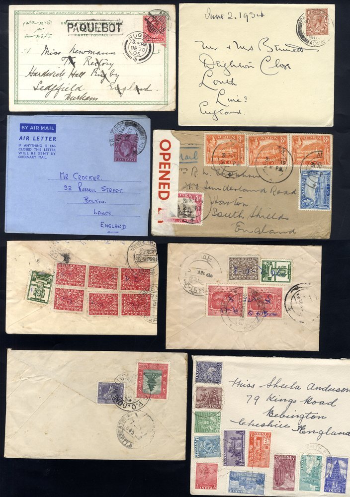 ADEN, INDIA & NEPAL QV & Later Group Of Covers & Postcards With Various Paquebot Marks, A Range Of KGVI Covers Incl. WWI - Autres & Non Classés