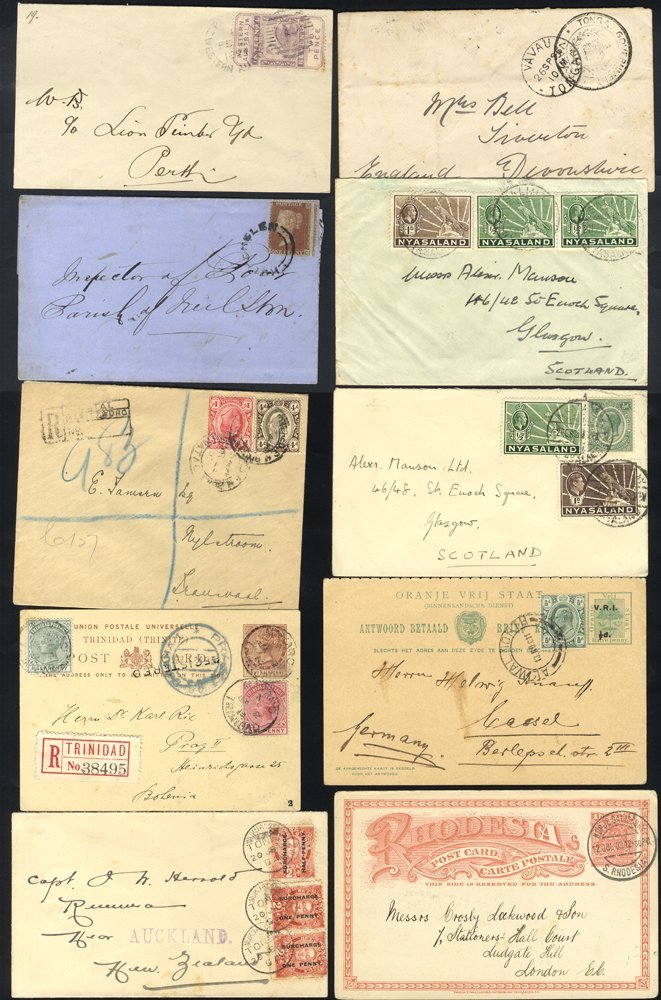 BRITISH COMMONWEALTH POSTAL HISTORY 1856-1947 Covers Incl. 1944 Barbados Strip Of Four 1d Postage Dues On Cover From Eng - Sonstige & Ohne Zuordnung