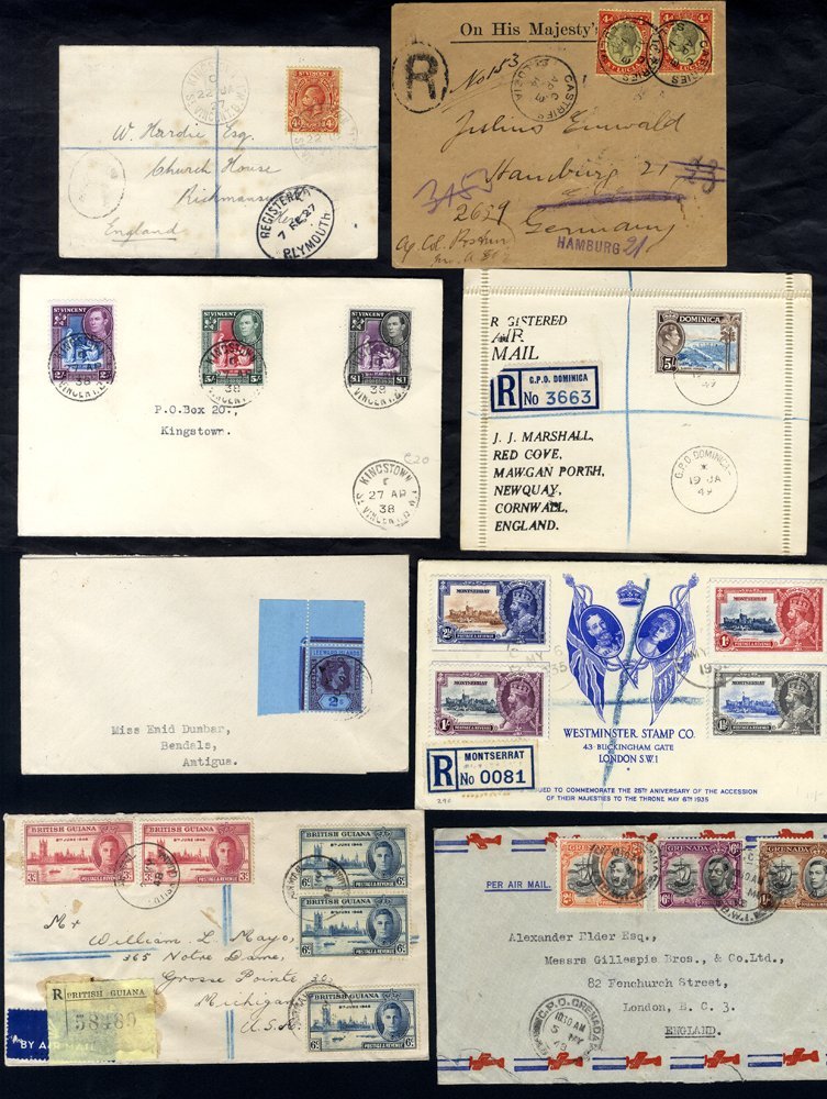 BRITISH WST INDIES Miscellaneous Lot Of Covers, Wrappers & Cards, Some KGVI High Values Noted On St. Vincent, Dominica,  - Otros & Sin Clasificación