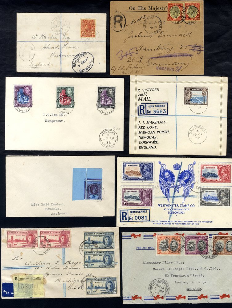 BRITISH WST INDIES Miscellaneous Lot Of Covers, Wrappers & Cards, Some KGVI High Values Noted On St. Vincent, Dominica,  - Autres & Non Classés