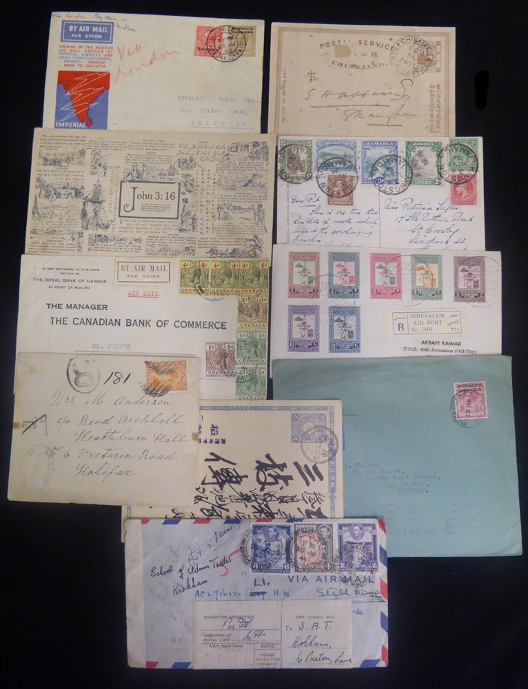 WORLDWIDE COVERS Small Accumulation Of Covers, Noted Morocco Agencies 1933 Flight Cover To India With Cachet Karachi - C - Sonstige & Ohne Zuordnung