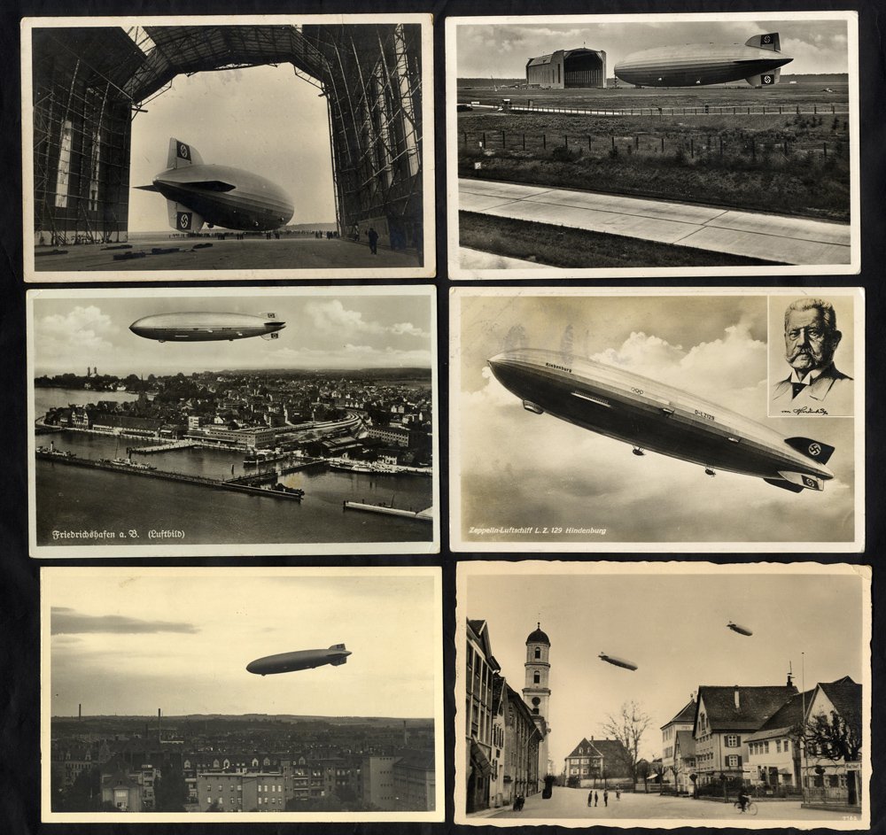 Zeppelin Postcards (12 Diff) German Cards Showing Various Views Of Zeppelins, Also Three Zeppelin Flown Covers Incl. 193 - Other & Unclassified