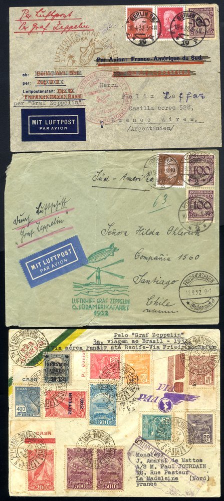 1932 Third & Sixth South America Flights Front & Envelope To Buenos Aires & Chile Respectively, Various German Frankings - Sonstige & Ohne Zuordnung