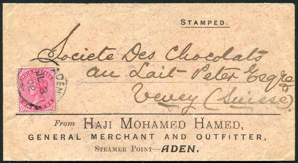 1891-1946 Group Of Covers Incl. India ½a, Tied ADEN Squared Circle, 1902 Advertising Cover India 1a, Tied ADEN C.d.s. To - Altri & Non Classificati