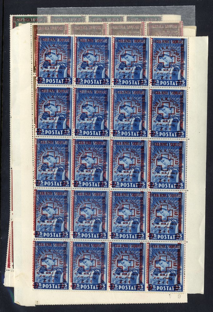 1945 Red Cross Set In UM Blocks Of Forty, Some Creasing On About Six Vals In Each Block, Perf Splitting On Some, SG.425/ - Autres & Non Classés