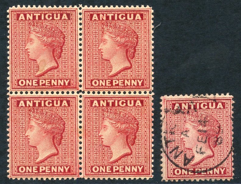 1884-87 CCA 1d Rose, Fine M Block Of Four, Upper Left Stamp Has Small Stain On Queen's Neck (SG.26), 1d Carmine Red (SG. - Other & Unclassified